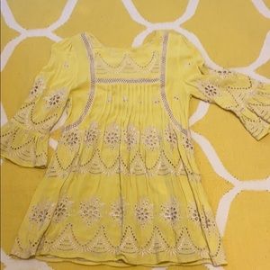 Ivy Jane, yellow, boho tunic, size xs